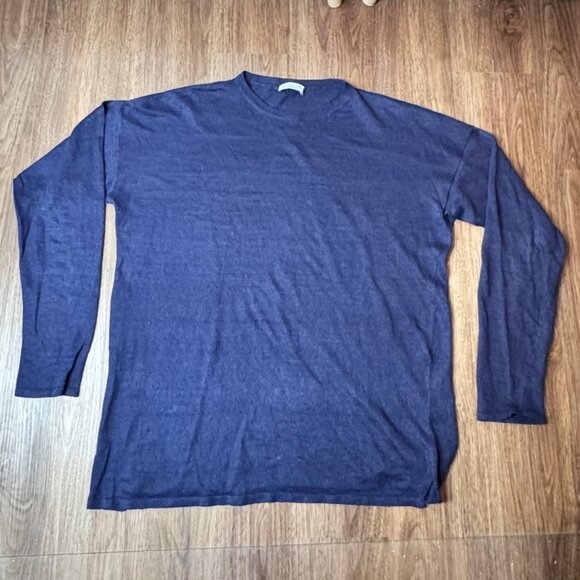 John Elliott‎ Season Seven Navy Linen Long Sleeve Sweater Made In USA Sz 1 Small - Picture 1 of 8
